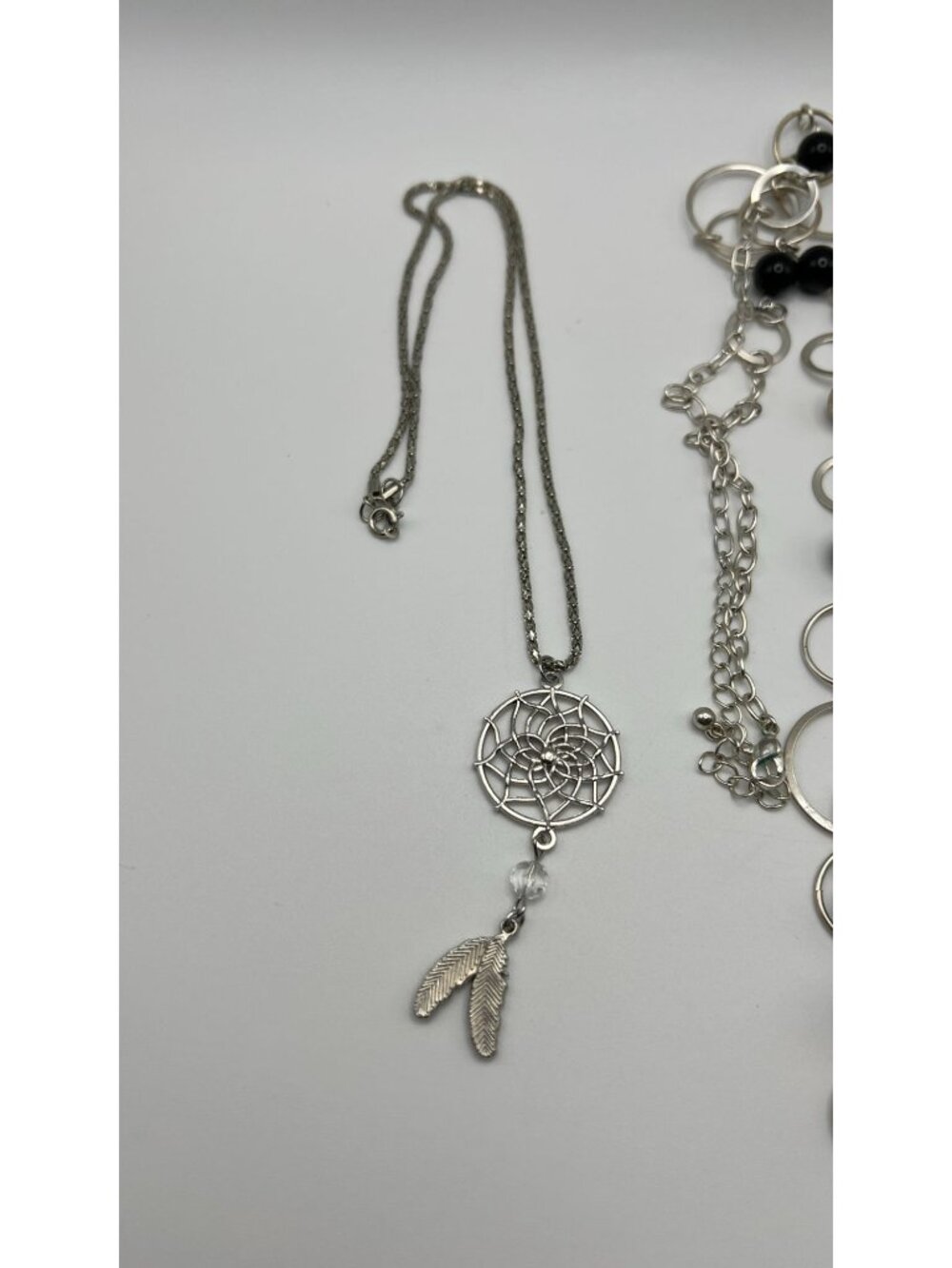 Set Of 3 Silver-Tone Necklaces With Dreamcatcher Beaded Rings & Ornamental Desig - Picture 2 of 7